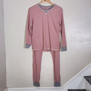 Burts Bees Striped Red and Gray Womens Pajamas